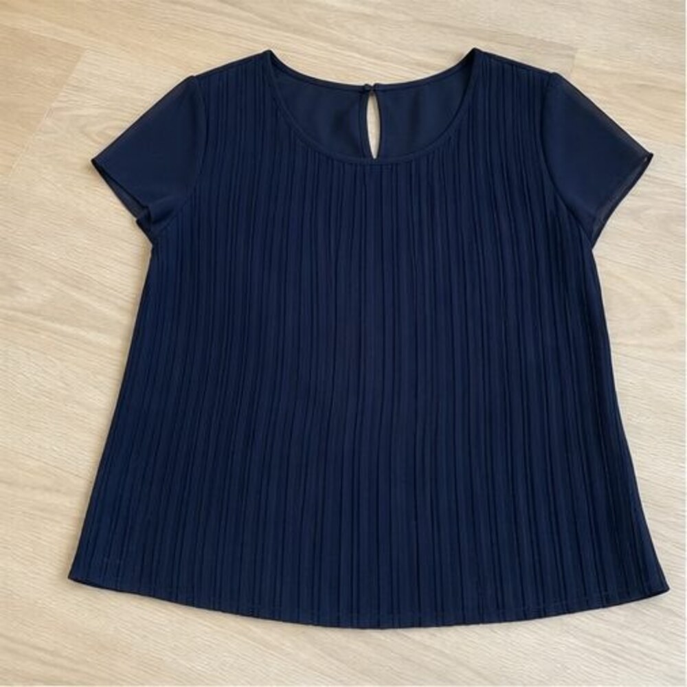 Navy Pleated Blouse